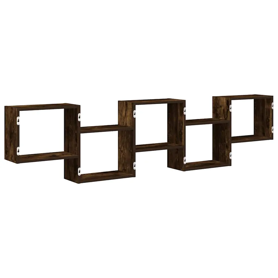 Étagère cube murale 5 compartiments chêne fumé bois ingénierie - 6