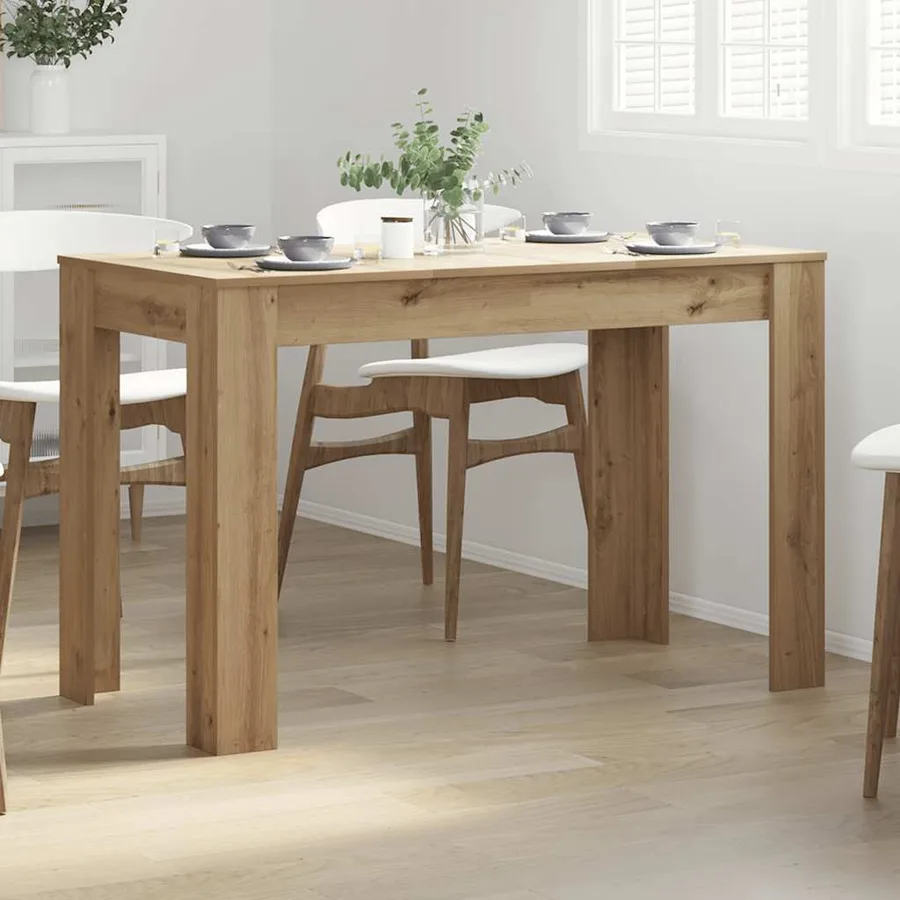 Table à manger chêne artisanal 120x60x76 cm bois d'ingénierie - 3