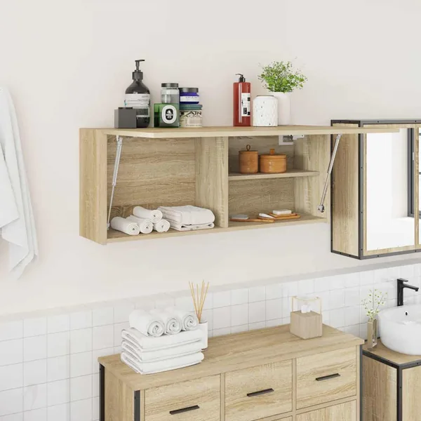 Armoire murale de bain chêne sonoma 100x25x40cm bois ingénierie