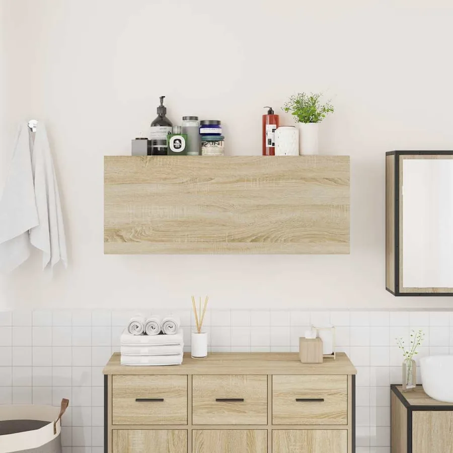 Armoire murale de bain chêne sonoma 100x25x40cm bois ingénierie - 3