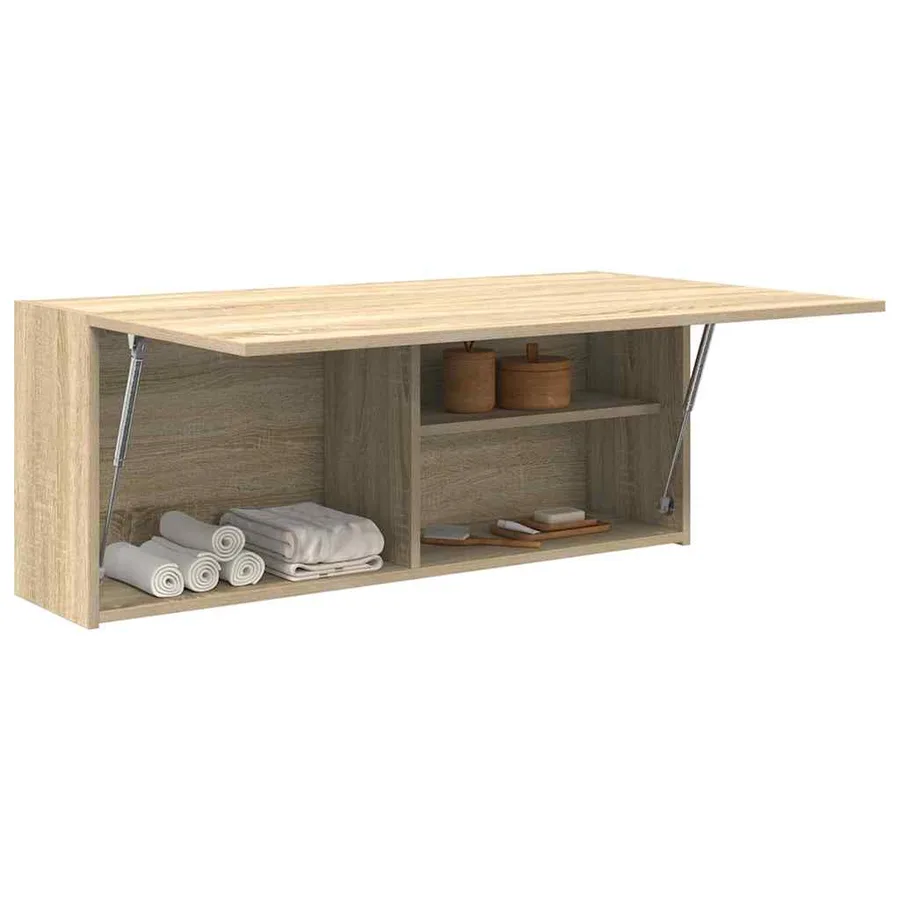 Armoire murale de bain chêne sonoma 100x25x40cm bois ingénierie - 4