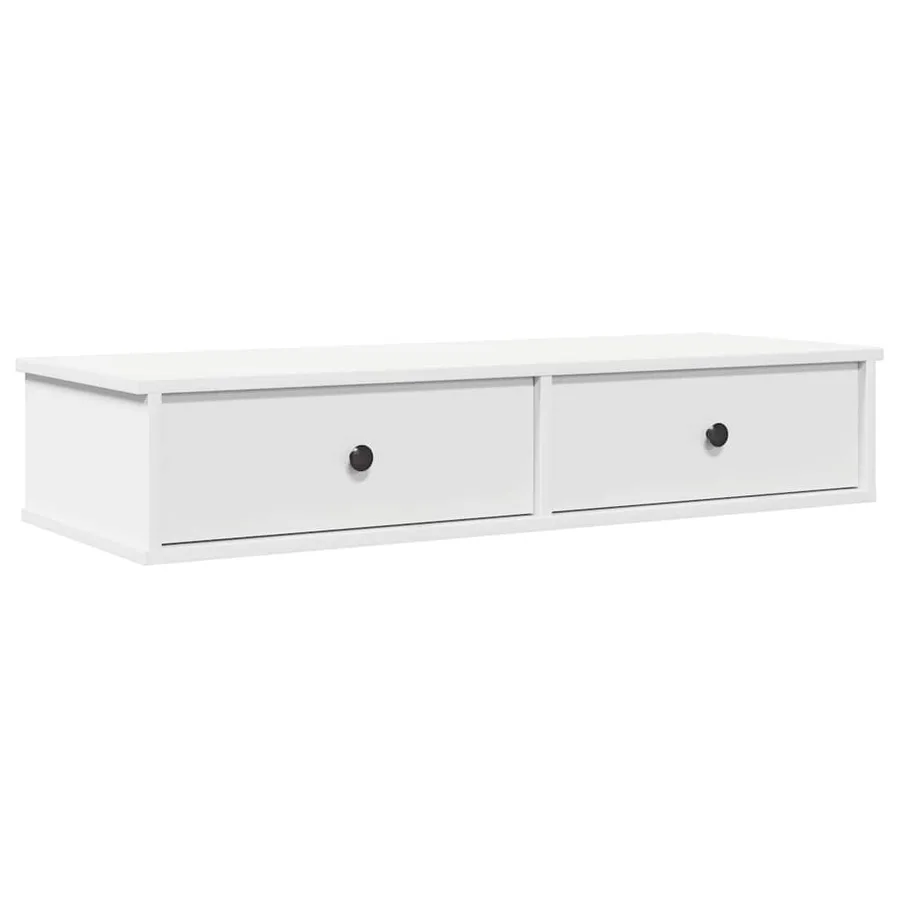 Étagère murale et tiroirs blanc 100x37,5x19cm bois d'ingénierie - 2