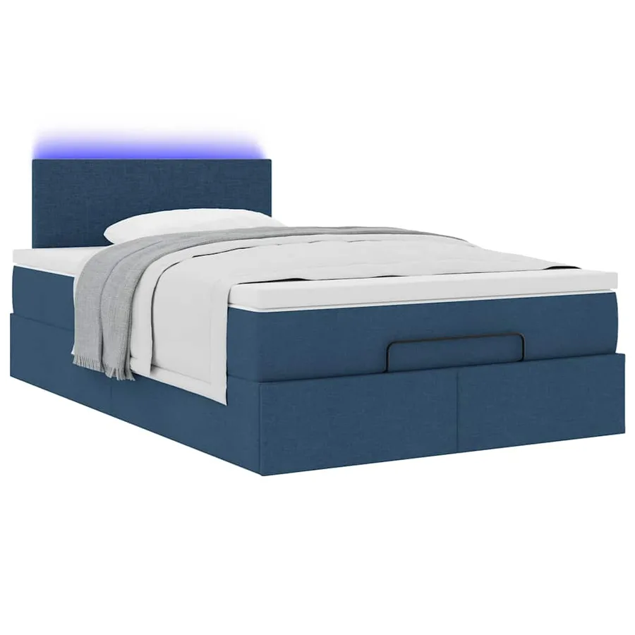 Lit ottoman avec matelas et LED Bleu 120x200 cm Tissu - 6