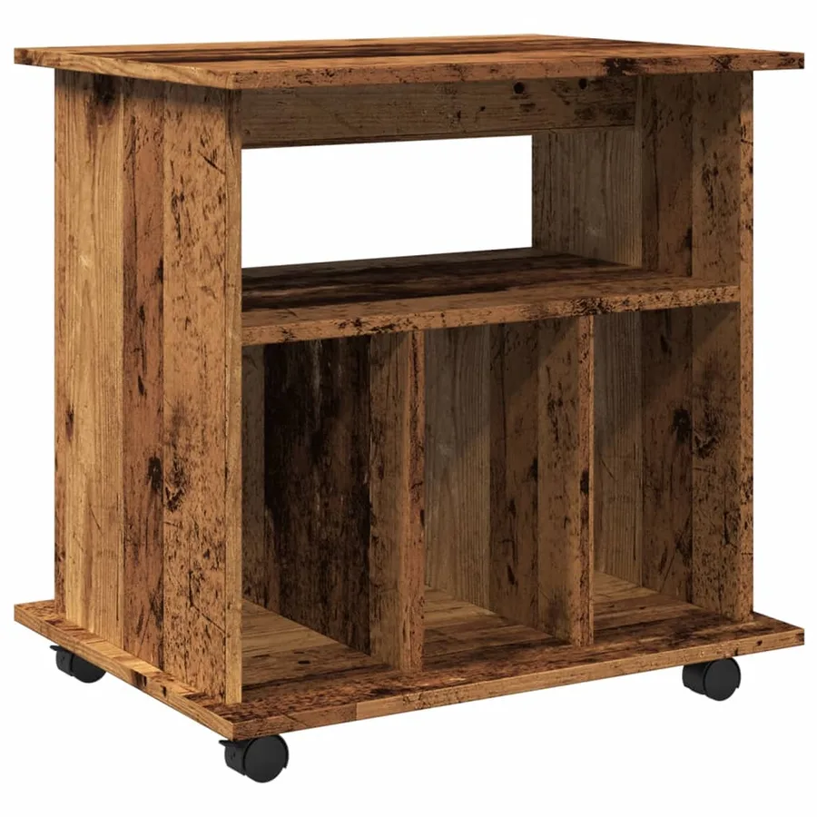 Armoire à roulettes vieux bois 60x45x60 cm bois d'ingénierie - 7