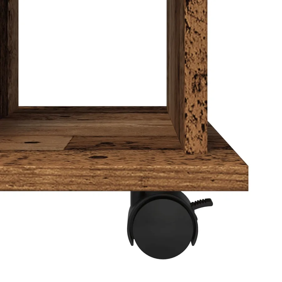 Armoire à roulettes vieux bois 60x45x60 cm bois d'ingénierie - 8
