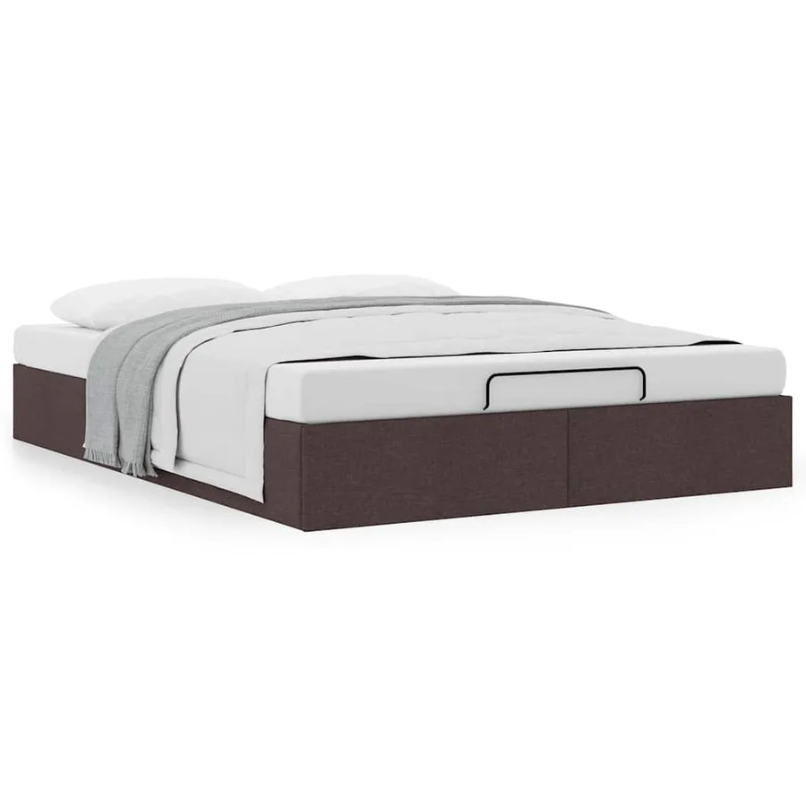 Cadre de lit ottoman sans matelas marron foncé 140x190 cm tissu - 4