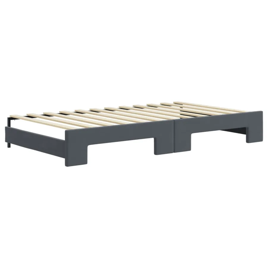 Lit de jour et gigogne et matelas gris foncé 100x200 cm velours - 5