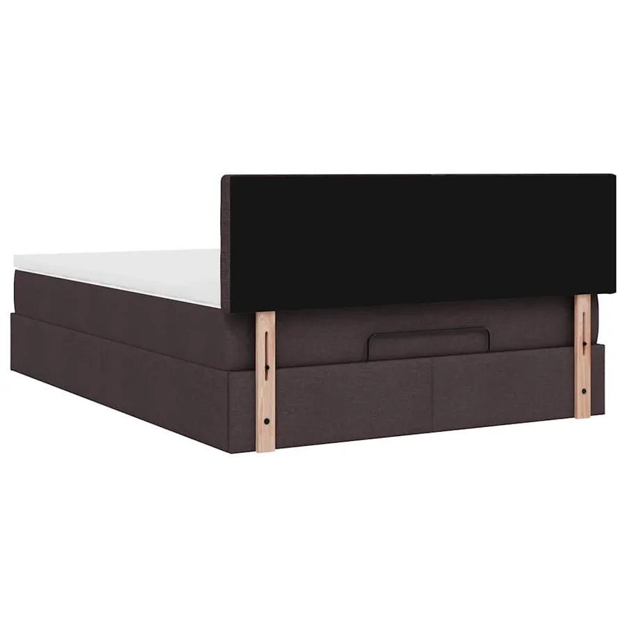 Lit ottoman avec matelas et LED marron foncé 140x190 cm tissu - 12
