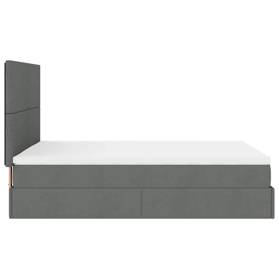 Cadre de lit ottoman avec matelas gris foncé 140x190 cm tissu - 10