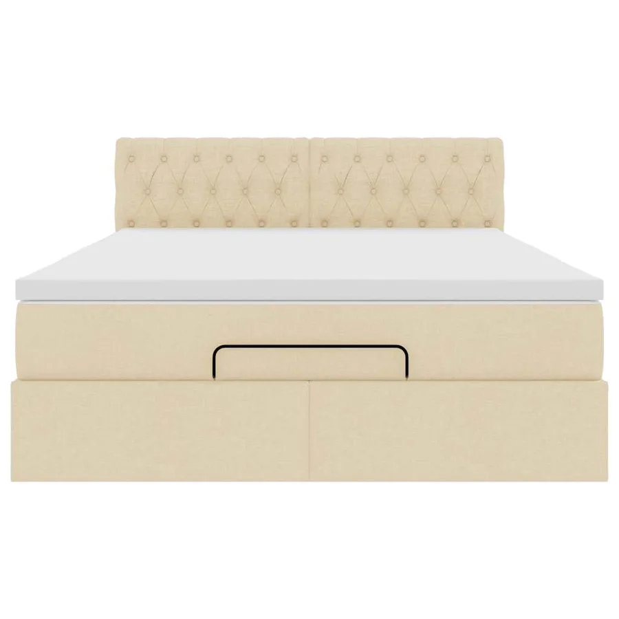 Lit ottoman avec matelas et LED crème 140x190 cm tissu - 8