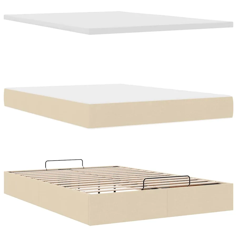 Lit ottoman avec matelas et LED crème 140x190 cm tissu - 9