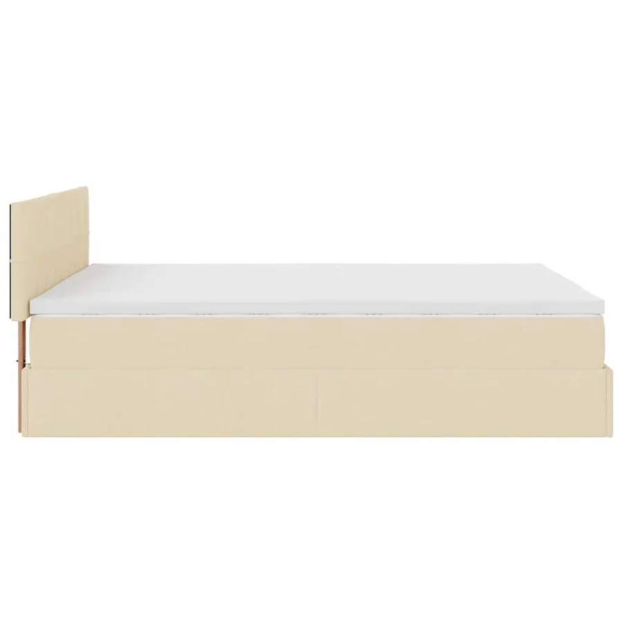 Lit ottoman avec matelas crème 140x190 cm tissu - 10