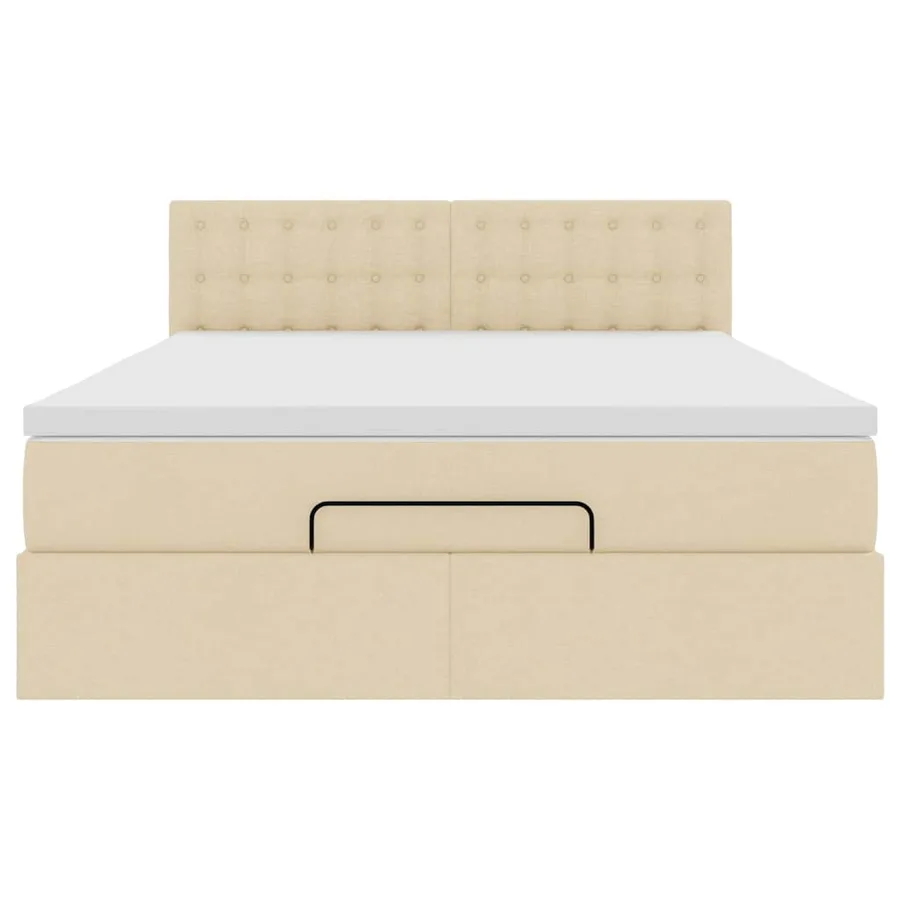 Lit ottoman avec matelas et LED crème 140x190 cm tissu - 8