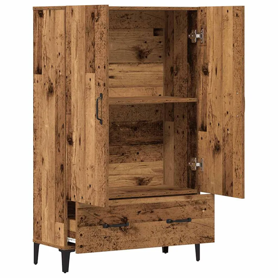 Buffet haut vieux bois 70x31x115 cm bois d'ingénierie - 4