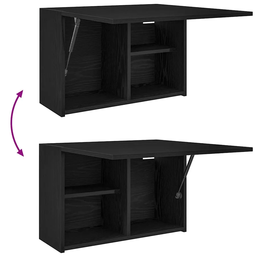 Armoire murale de bain noir 60x25x40 cm bois d'ingénierie - 9