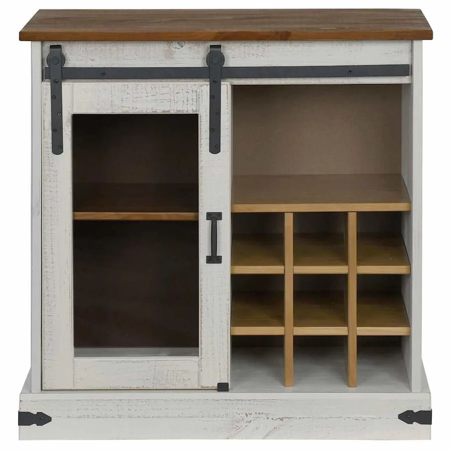 Buffet HALDEN porte coulissante blanc 80x40x80 cm bois massif - 3
