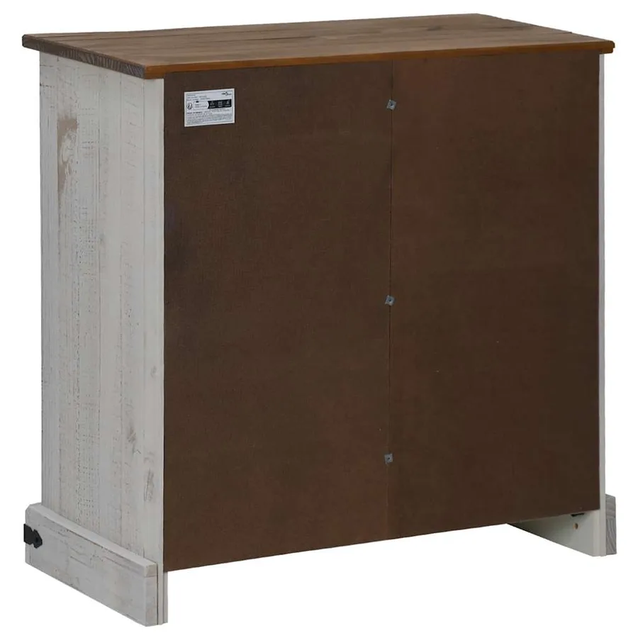 Buffet HALDEN porte coulissante blanc 80x40x80 cm bois massif - 6