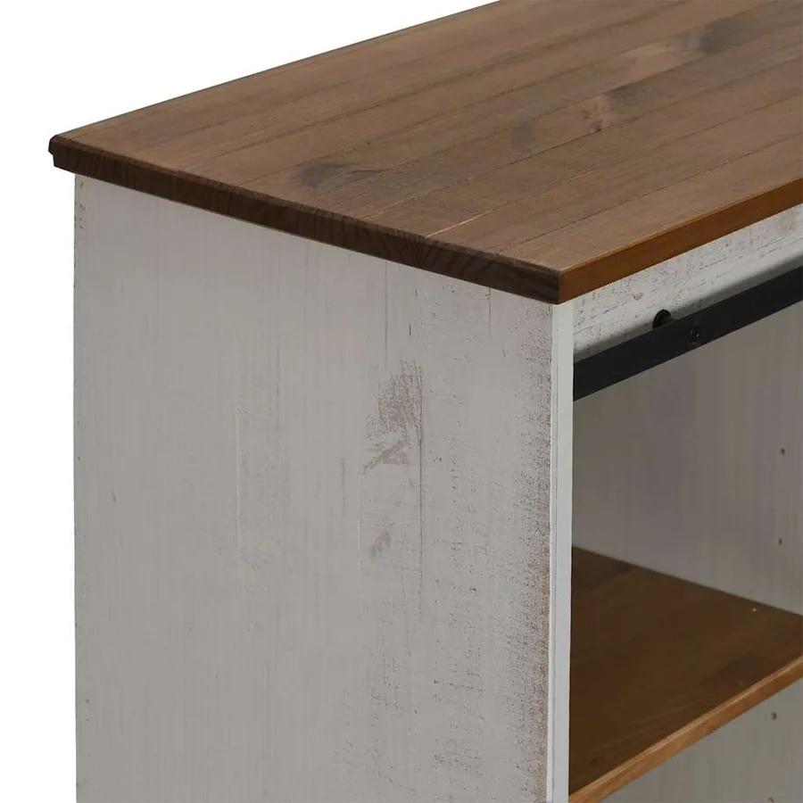 Buffet HALDEN porte coulissante blanc 80x40x80 cm bois massif - 8