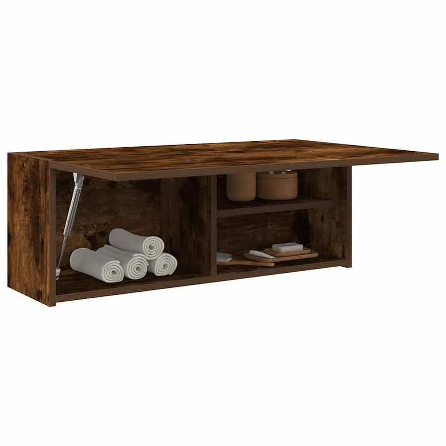 Armoire murale de bain chêne fumé 80x25x30 cm bois d'ingénierie - 4