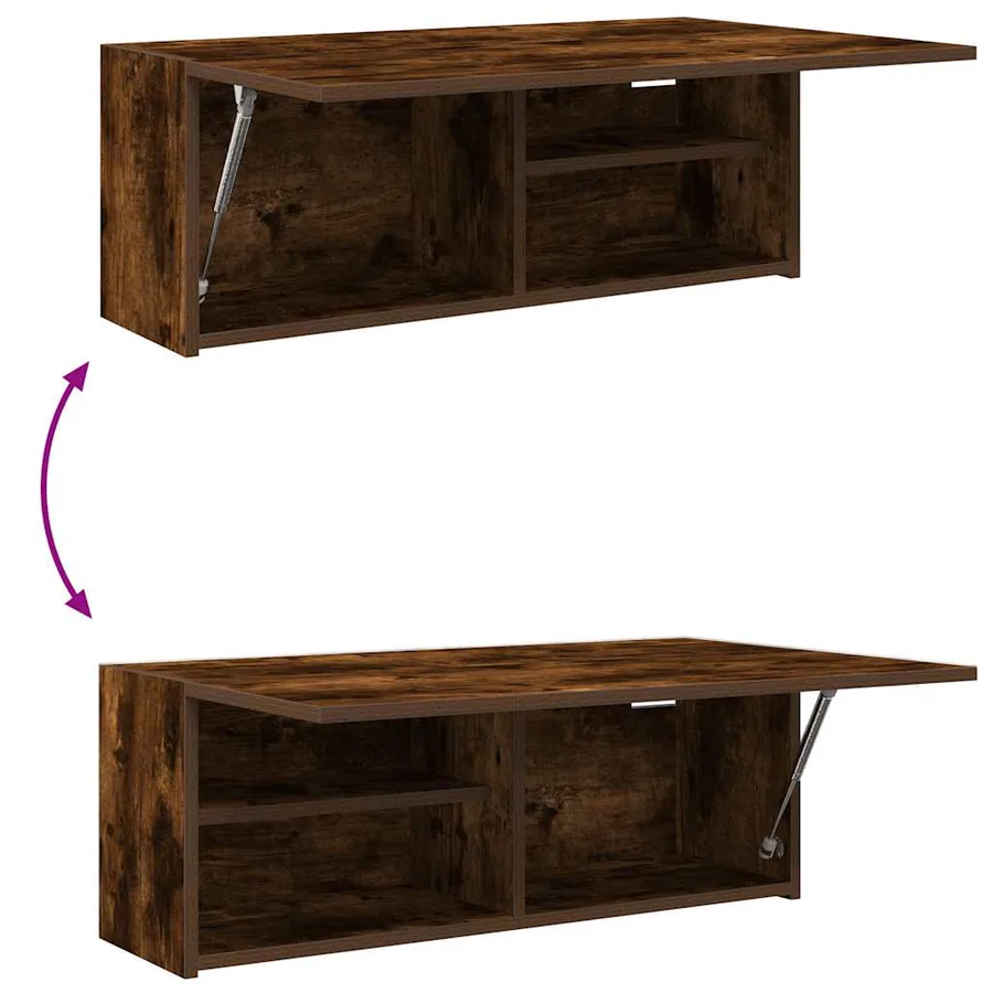 Armoire murale de bain chêne fumé 80x25x30 cm bois d'ingénierie - 9