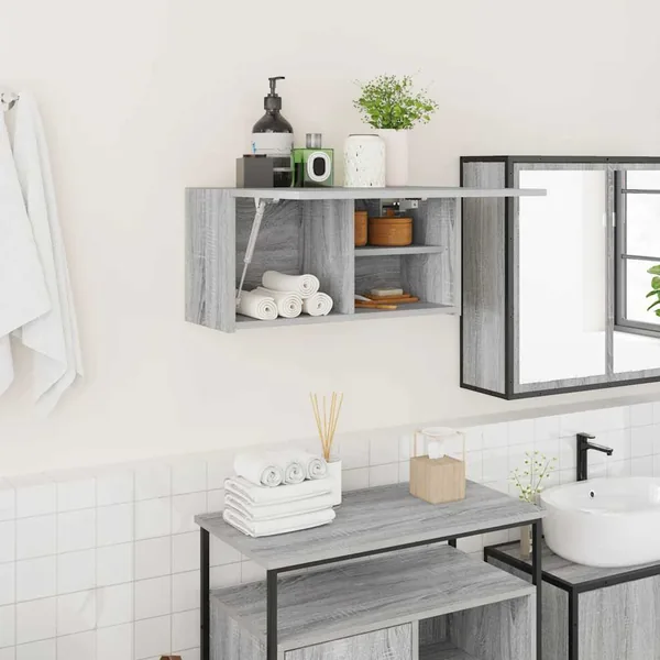 Armoire murale de bain sonoma gris 60x25x30cm bois d'ingénierie