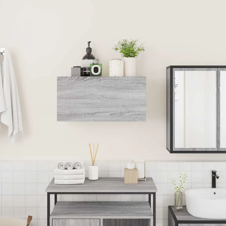 Armoire murale de bain sonoma gris 60x25x30cm bois d'ingénierie - 3
