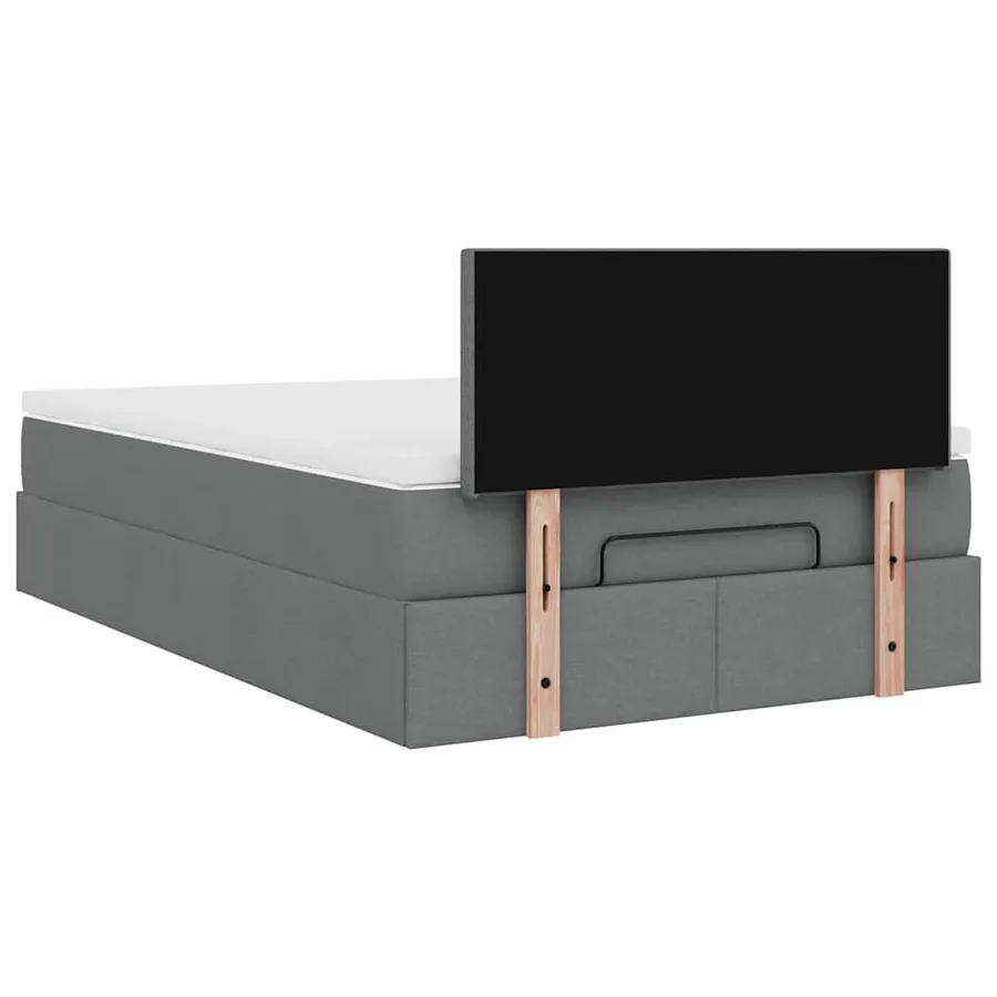 Lit ottoman avec matelas et LED gris foncé 120x190 cm tissu - 12