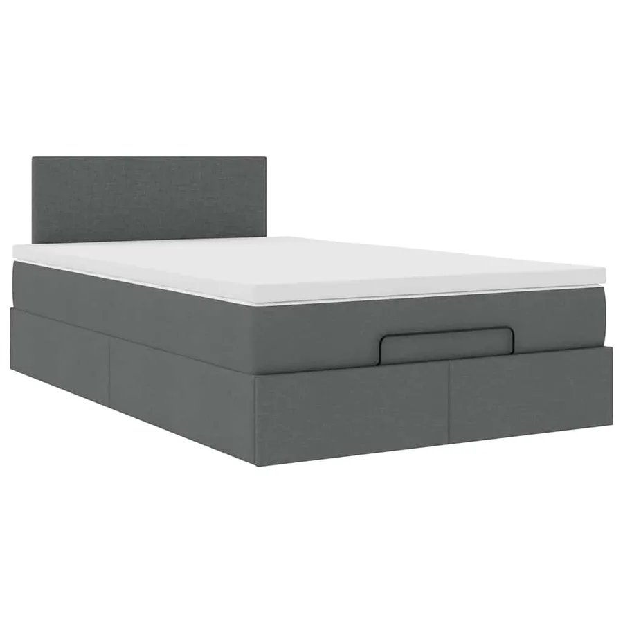 Lit ottoman avec matelas et LED gris foncé 120x190 cm tissu - 7