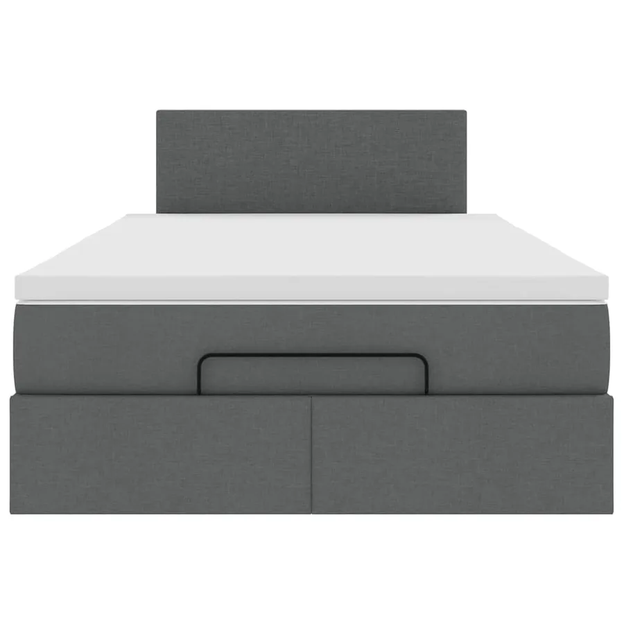 Lit ottoman avec matelas et LED gris foncé 120x190 cm tissu - 8