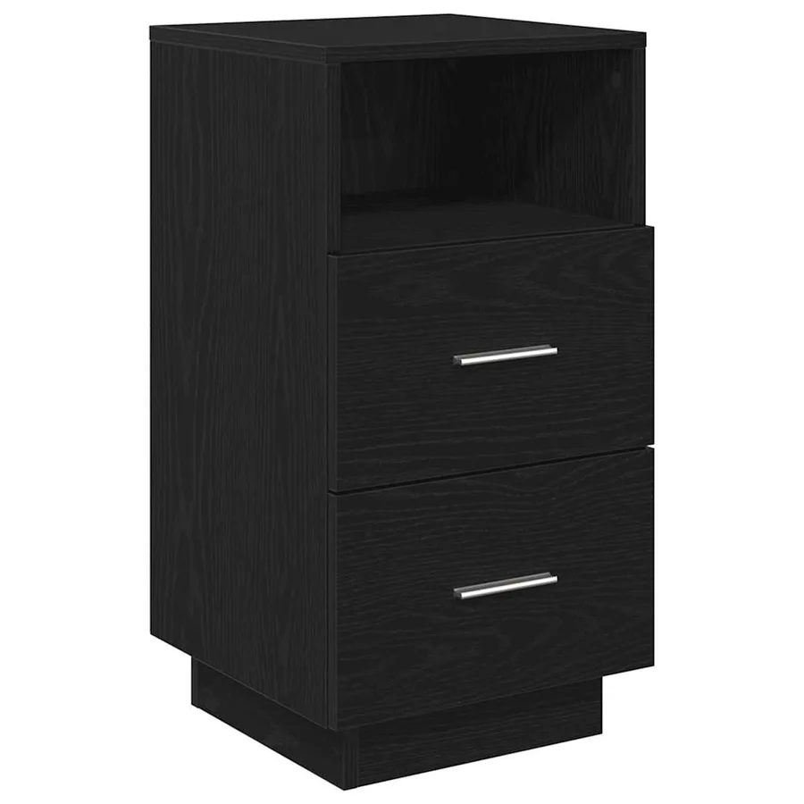 Table de chevet avec 2 tiroirs noir 36x36x68 cm - 2