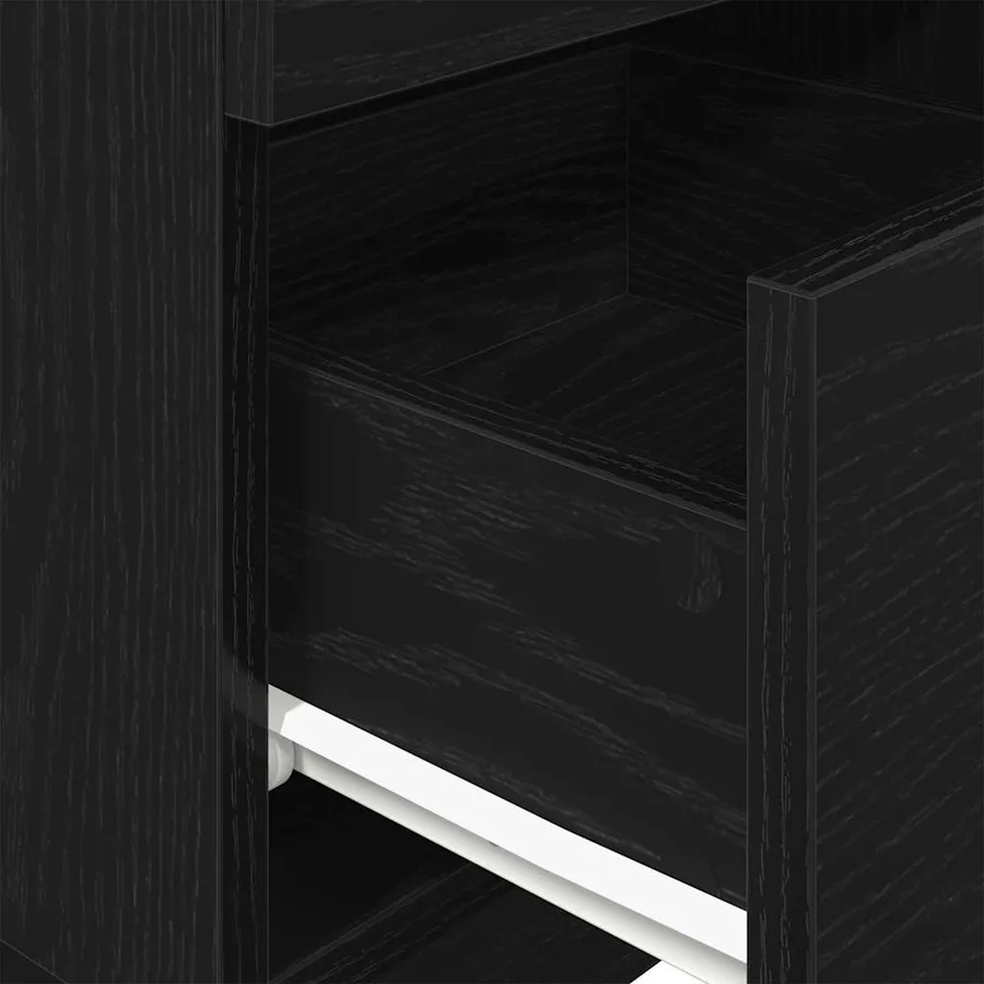Table de chevet avec 2 tiroirs noir 36x36x68 cm - 8