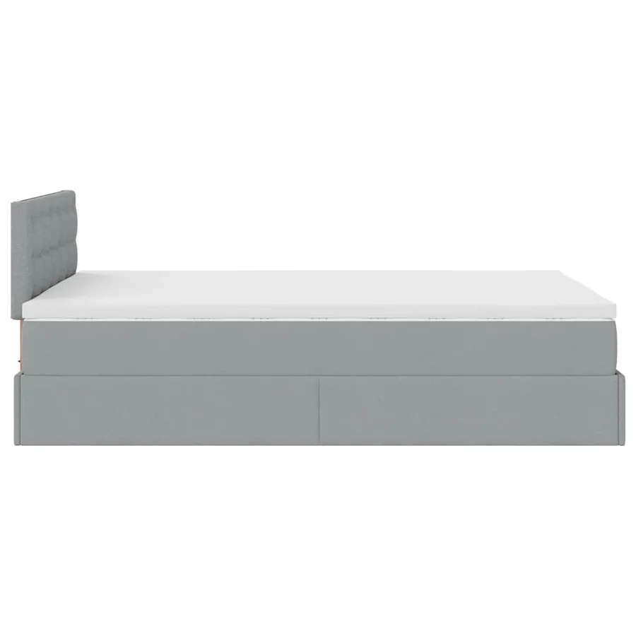 Lit ottoman avec matelas gris clair 120x190 cm tissu - 11