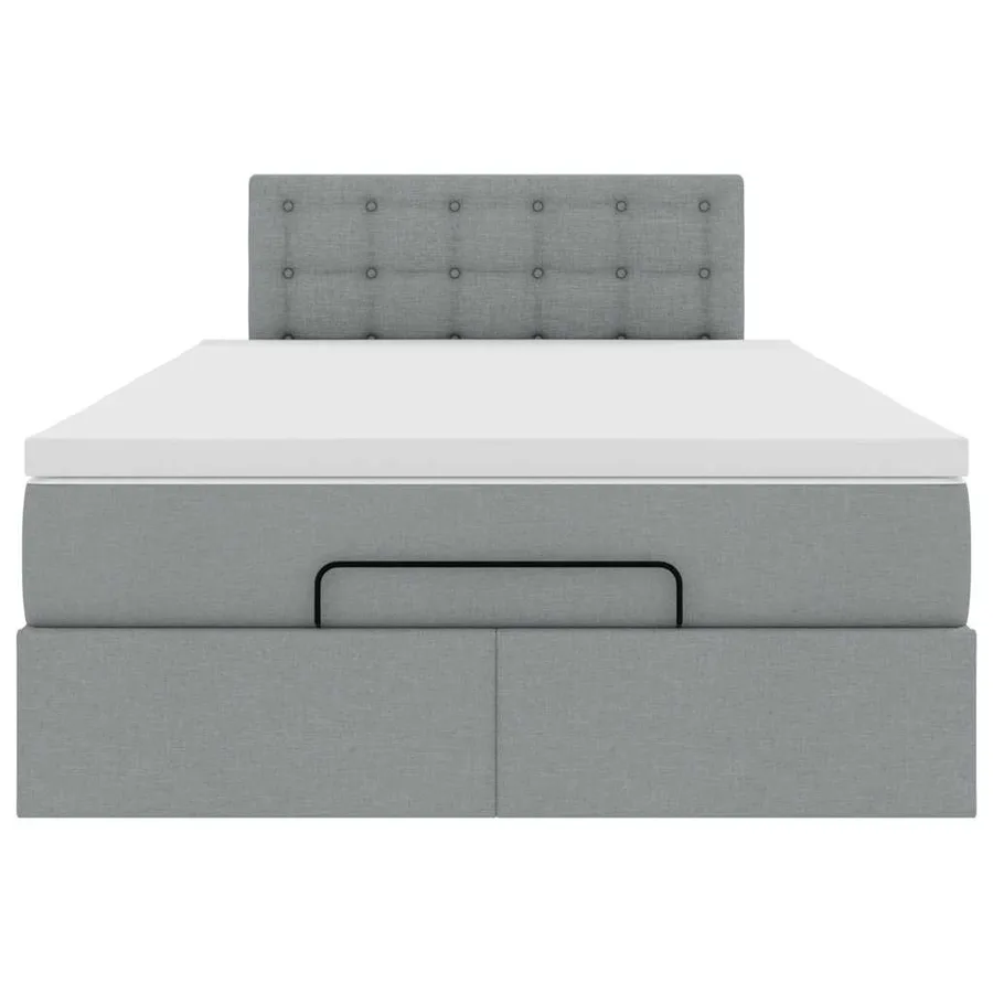 Lit ottoman avec matelas gris clair 120x190 cm tissu - 8