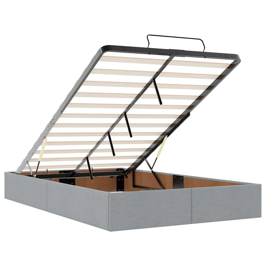 Lit ottoman avec matelas gris clair 120x190 cm tissu - 12