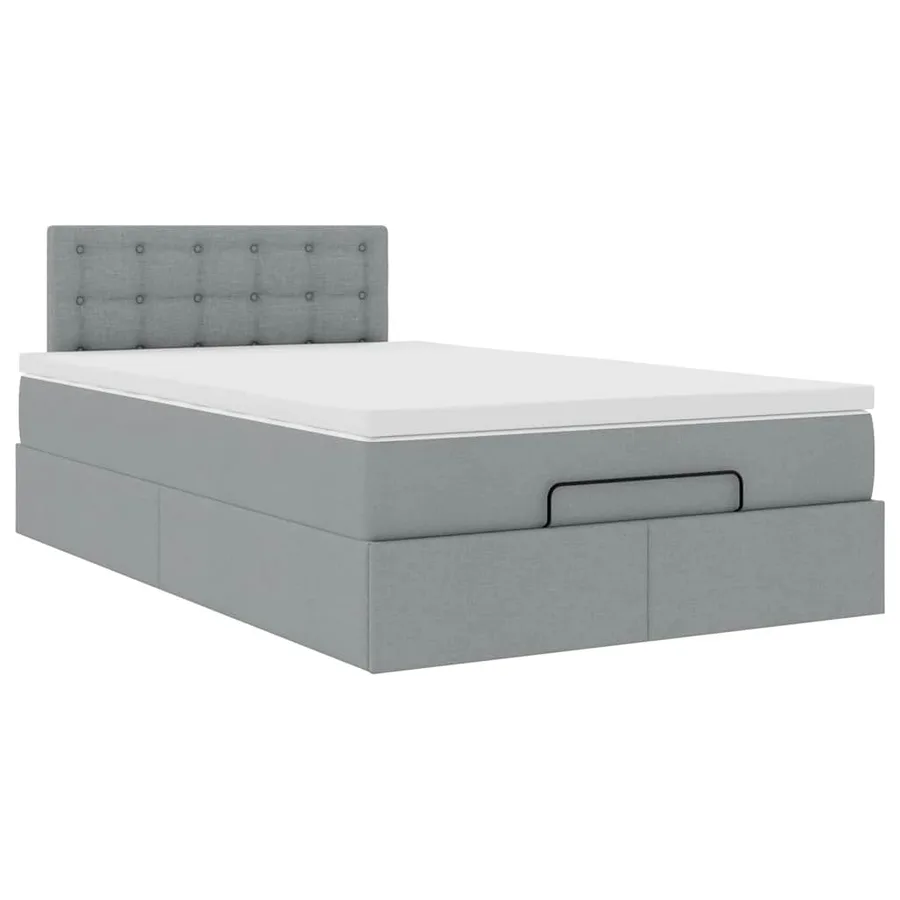 Lit ottoman avec matelas gris clair 120x190 cm tissu - 6