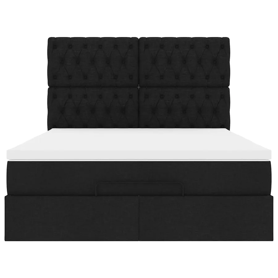 Cadre de lit ottoman avec matelas noir 140x200 cm tissu - 8