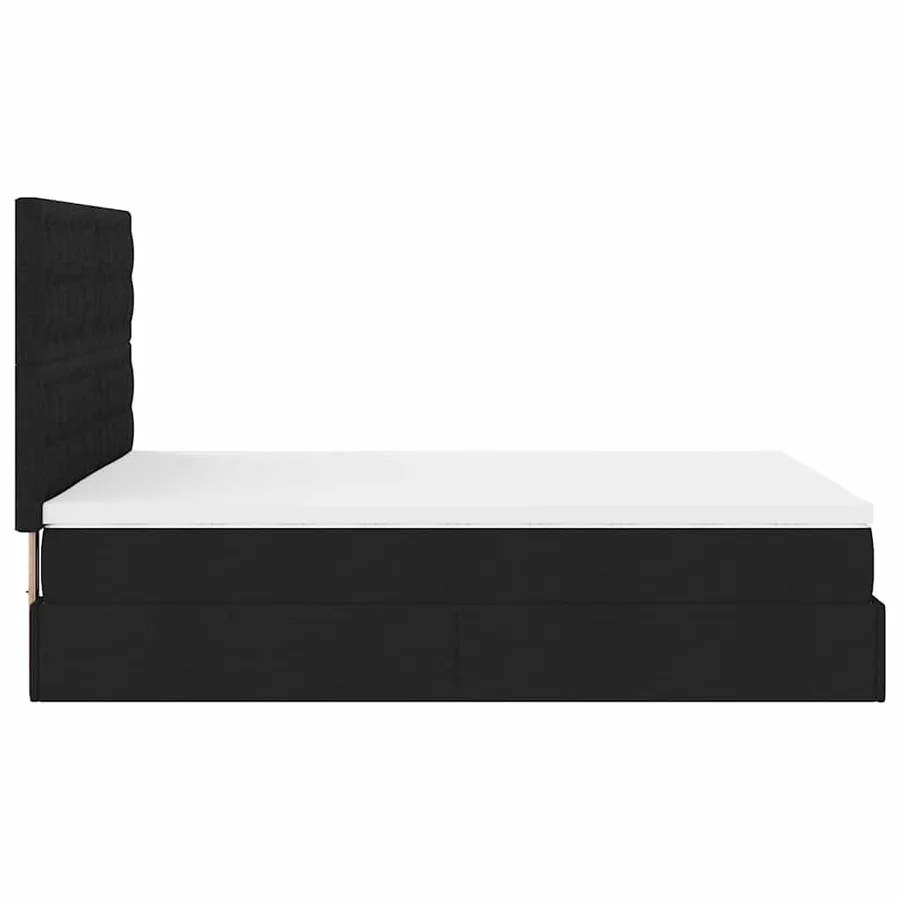 Cadre de lit ottoman avec matelas noir 140x200 cm tissu - 10