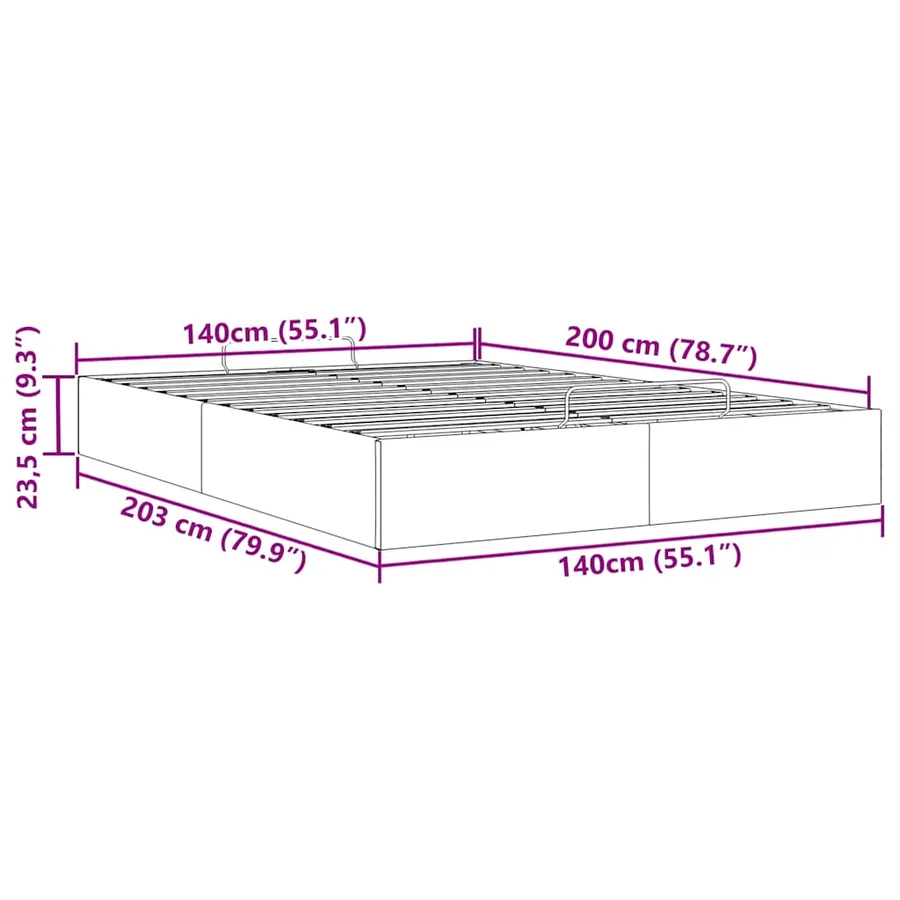 Cadre de lit ottoman sans matelas noir 140x200 cm tissu - 14
