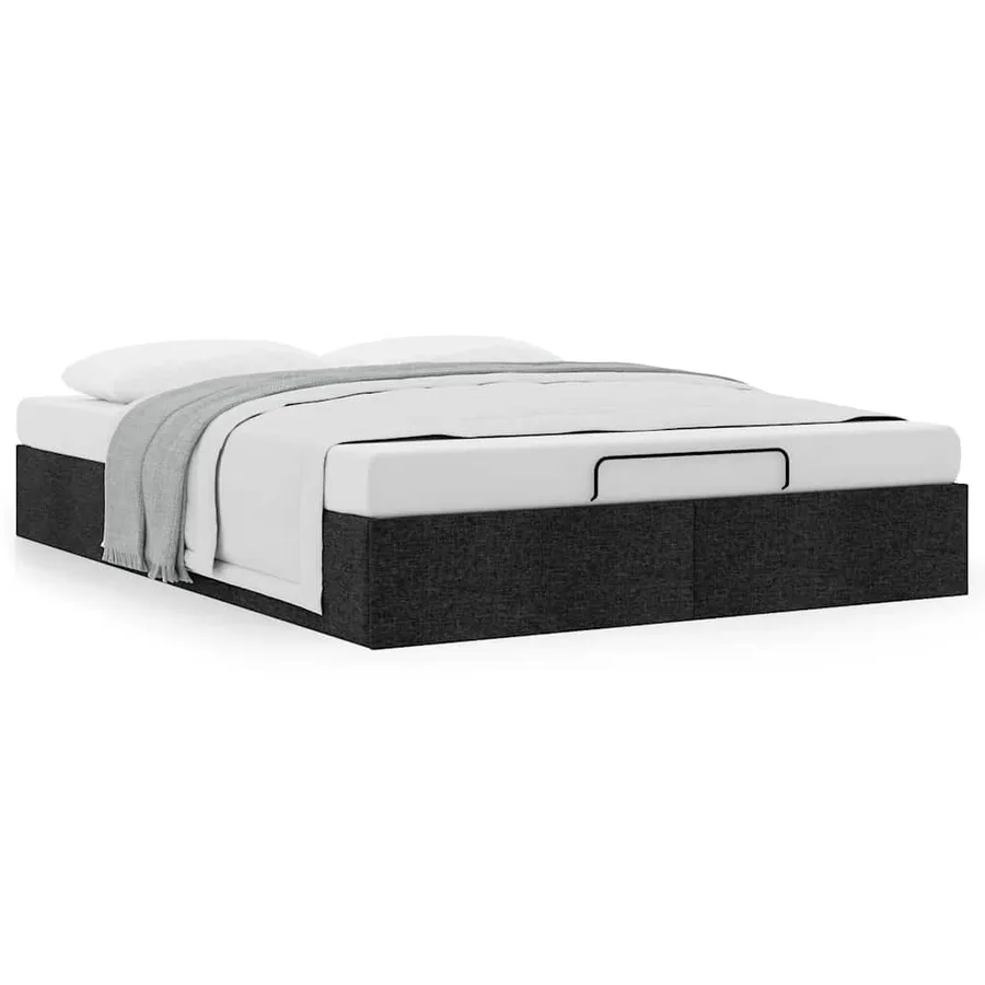 Cadre de lit ottoman sans matelas noir 140x200 cm tissu - 4