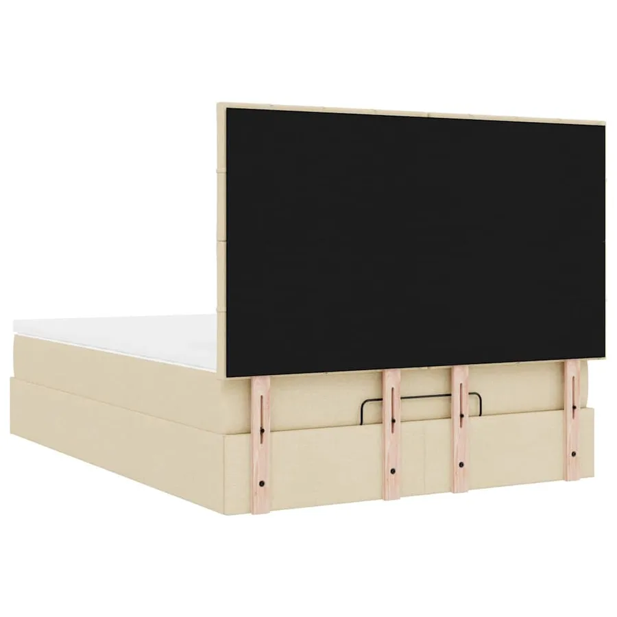 Cadre de lit ottoman avec matelas crème 140x200 cm tissu - 12