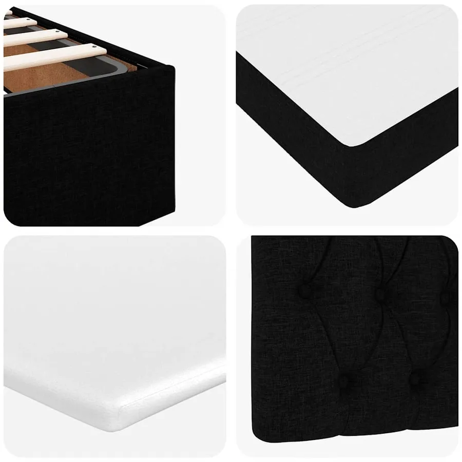 Cadre de lit ottoman avec matelas noir 120x190 cm tissu - 13