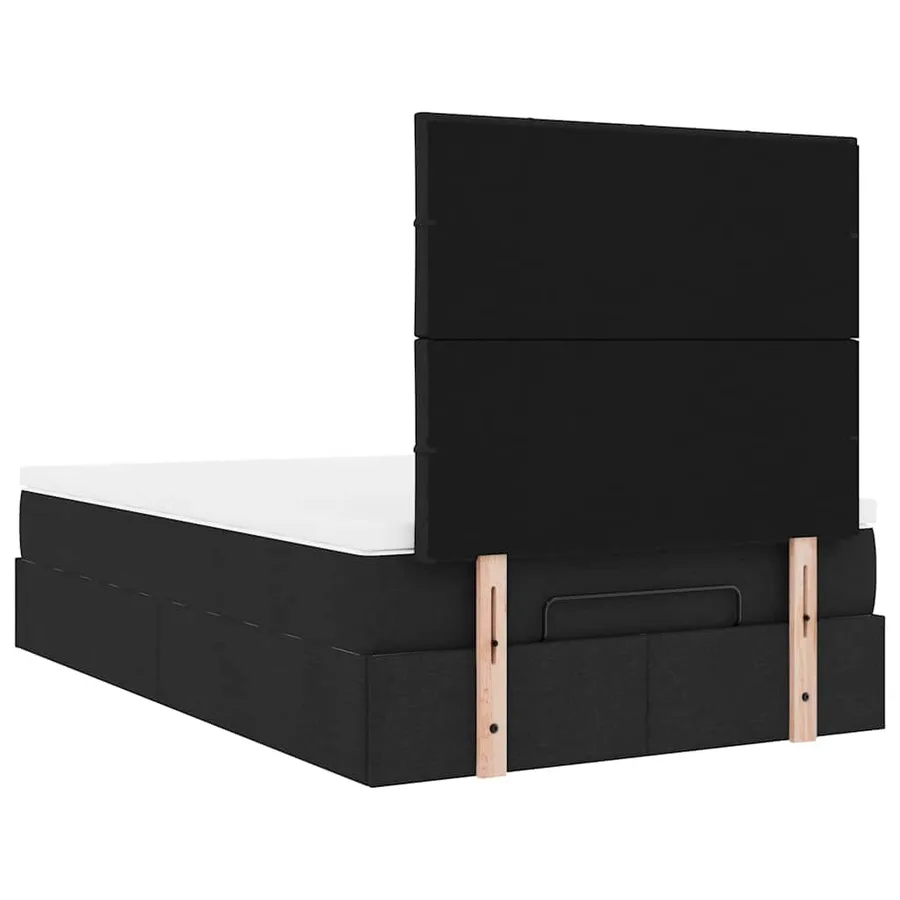 Cadre de lit ottoman avec matelas noir 120x190 cm tissu - 11