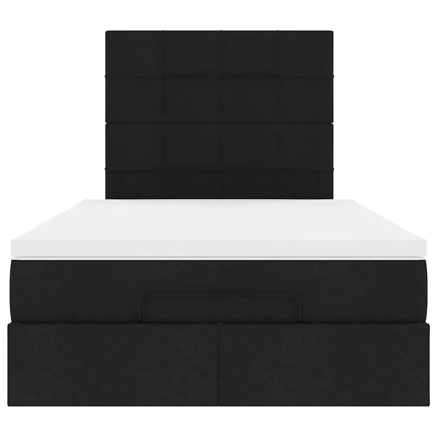Cadre de lit ottoman avec matelas noir 120x190 cm tissu - 7