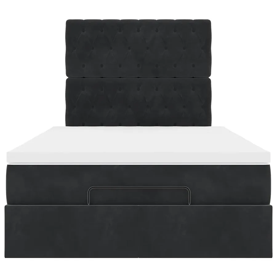 Cadre de lit ottoman avec matelas noir 120x190 cm tissu - 10
