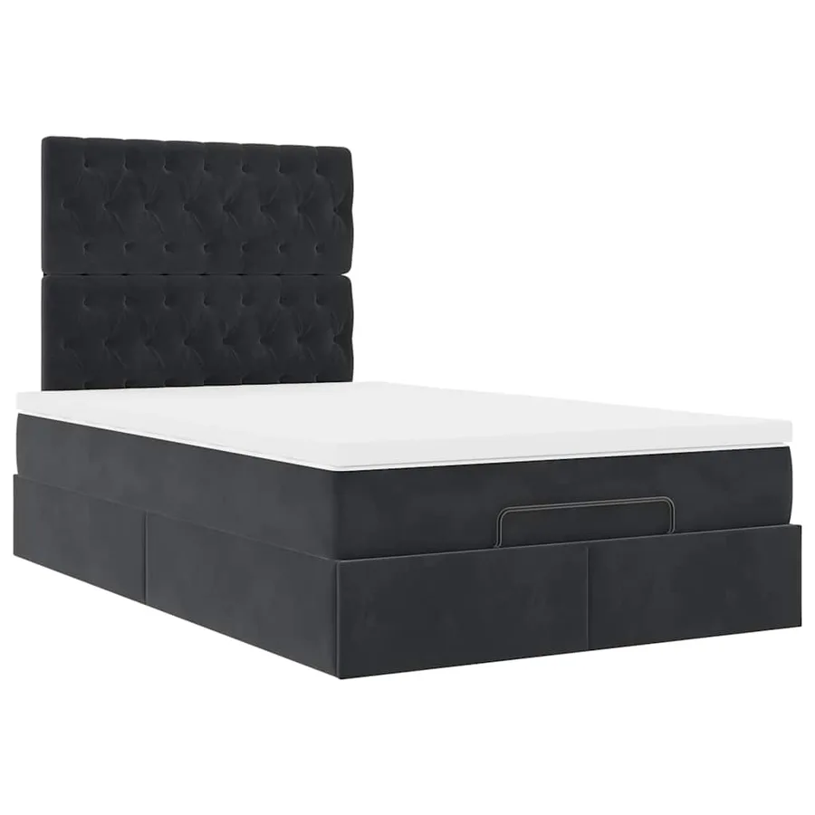 Cadre de lit ottoman avec matelas noir 120x190 cm tissu - 7