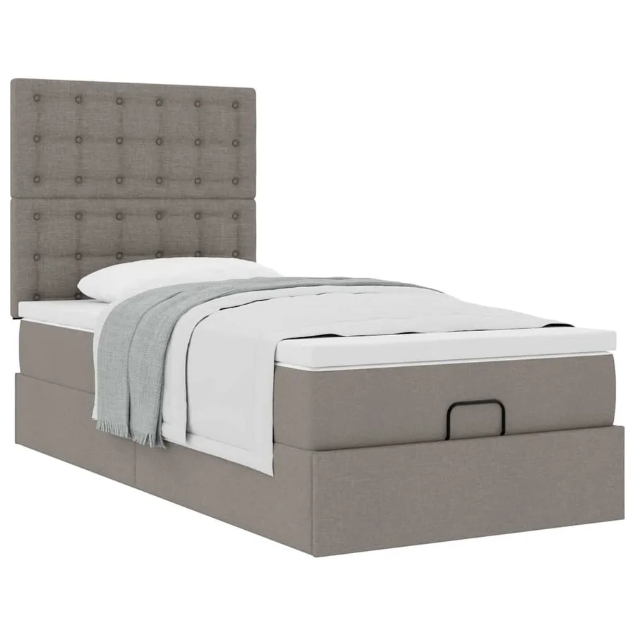 Lit ottoman avec matelas taupe 100x200 cm tissu - 5