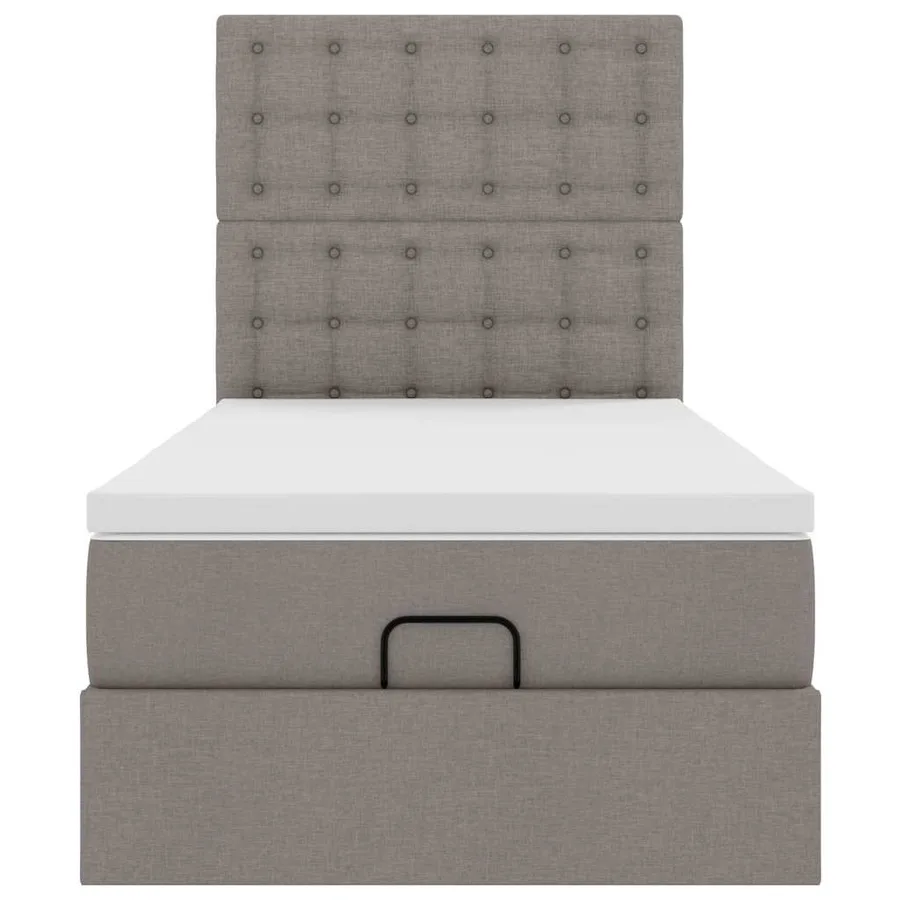 Cadre de lit ottoman avec matelas taupe 100x200 cm tissu - 8