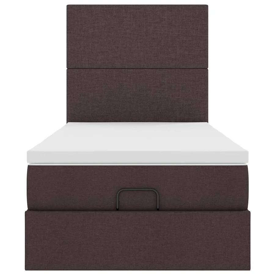 Cadre de lit ottoman avec matelas marron foncé 100x200 cm tissu - 8