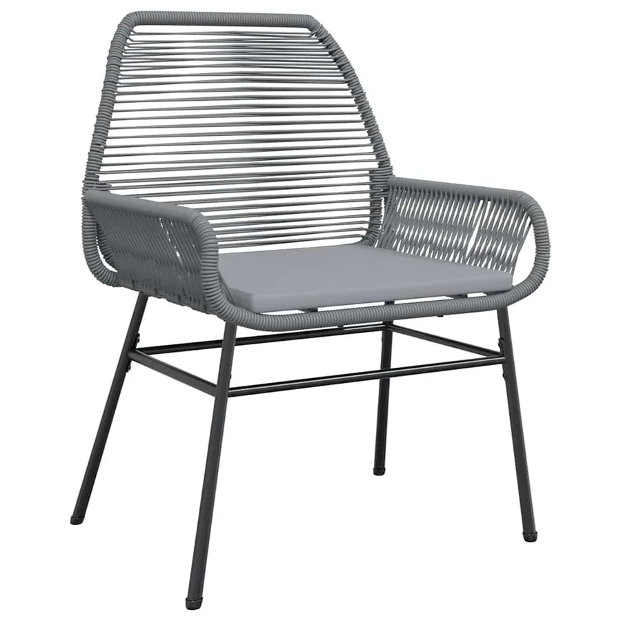 Ensemble à manger jardin coussins 5 pcs gris poly rotin verre - 4
