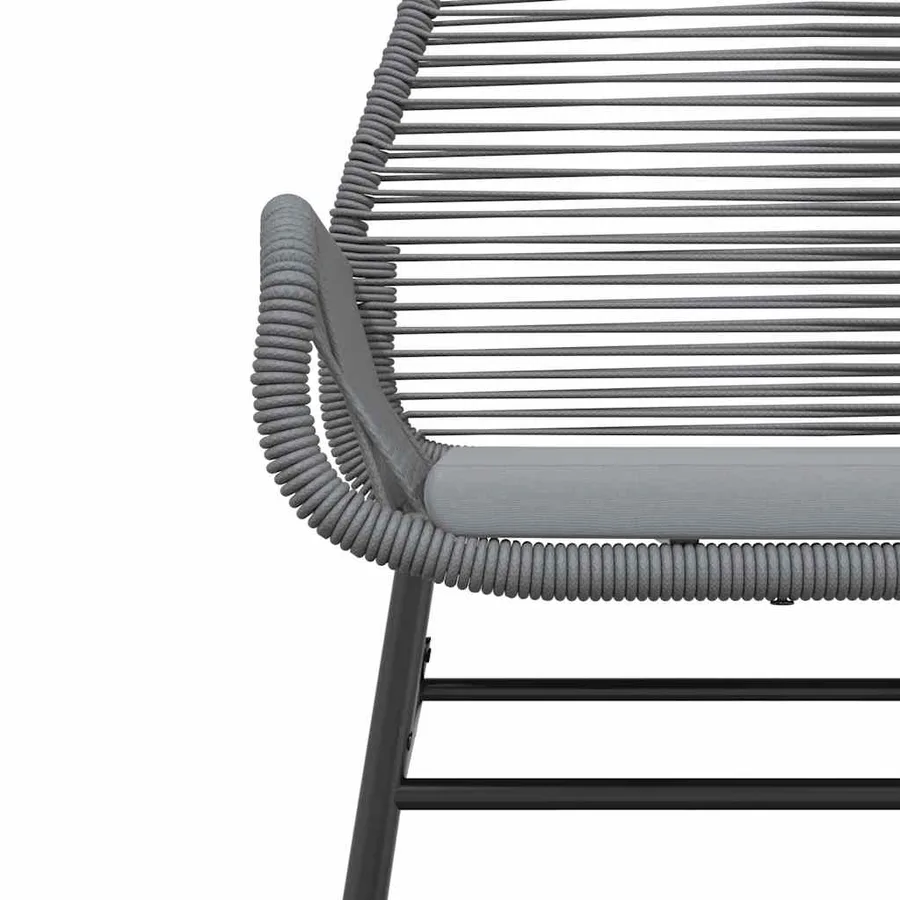 Ensemble à manger jardin coussins 5 pcs gris poly rotin verre - 6